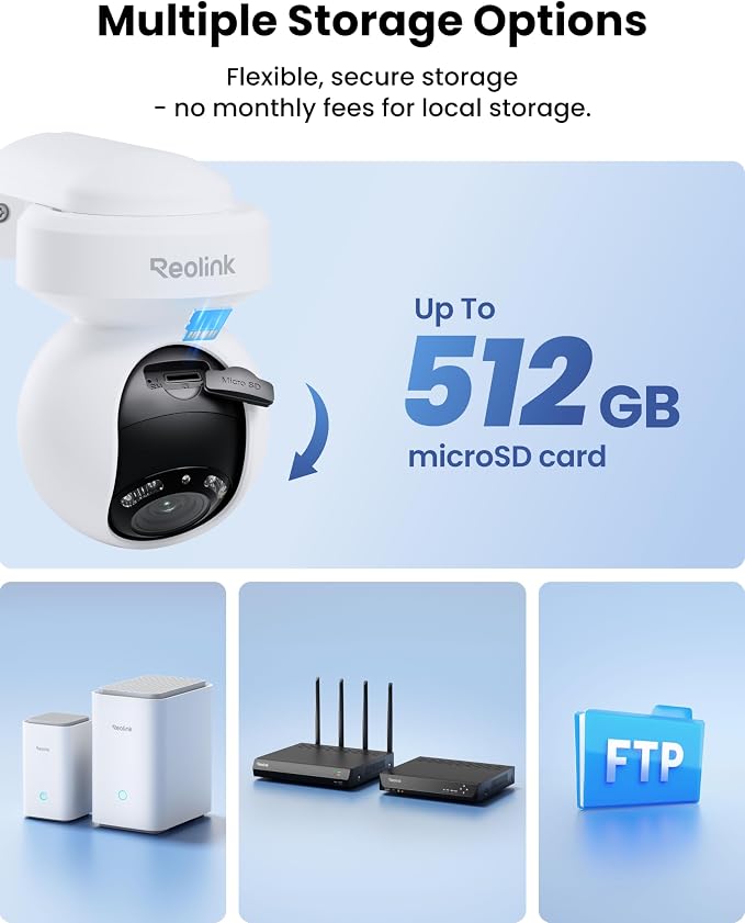 REOLINK E1 Outdoor Pro 4K PTZ Outdoor Security Camera WiFi Plug-in Power | No Subscription Local Storage, Dual-Band Wi-Fi 6, 3X Optical Zoom, Auto Tracking, Smart AI Detection, Color Night Vision