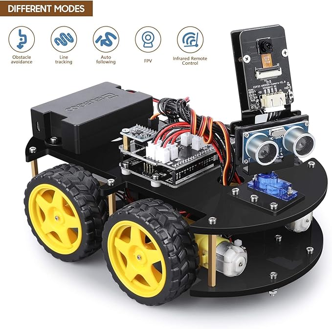 ELEGOO UNO R3 Smart Robot Car Kit V4 for Arduino Robotics for Kids Ages 8-12 12-16 STEM Science Kits Coding Gifts for 8 9 10 11 12 13 14 15 16 Year Old Boys Girls Teens Cool Engineering Building Toys | FPV Video, Line Tracking, Ultrasonic Obstacle Avoi...