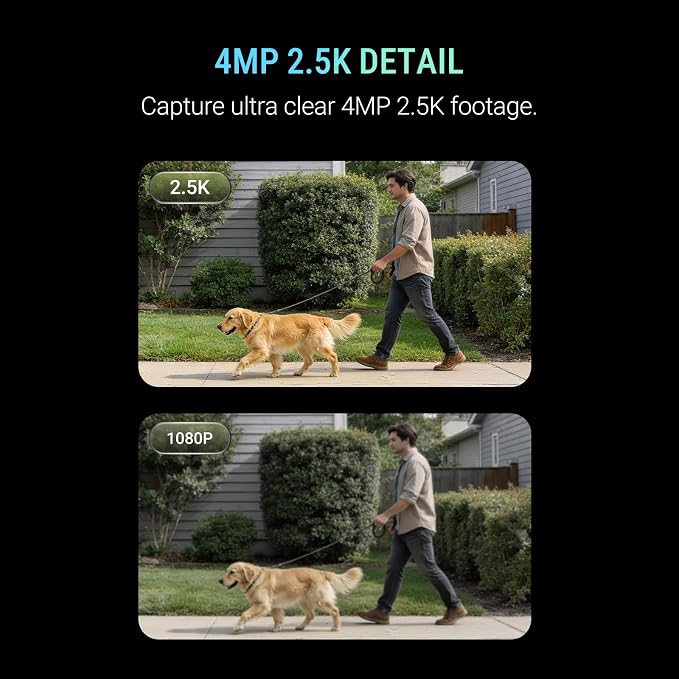 2.5K Window Security Camera ��� No Drill Anti-Glare, Free AI Human/Vehicle/Pet Detection, 5000mAh Battery & Wired, Indoor to Outdoor, Face Recognition, 24/7 Recording