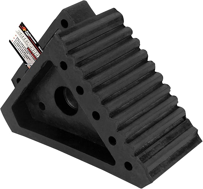 Performance Tool W41001 All Weather, Oil Resistant Solid Rubber Wheel Chock, Black (Pack of 2)