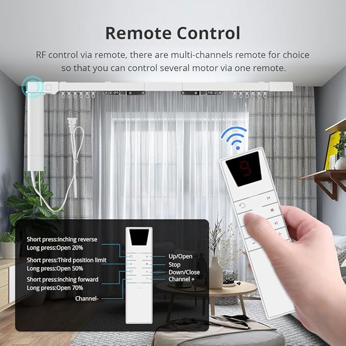 Matter-Certified WiFi Motorized Curtain Track, Smart Electric Curtains with Remote, Compatible with Apple Home, Alexa, Google Assistant, SmartThings (4.1m (161.4inch))