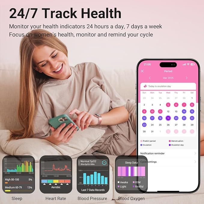 Trendia Smart Watches for Women - 1.83'' HD 2026 Fitness Tracker with Answer and Make Calls with Heart Rate Sleep SpO2 Monitor 120+ Sport Modes IP68 Waterproof and Compatible iPhone and Android Pink
