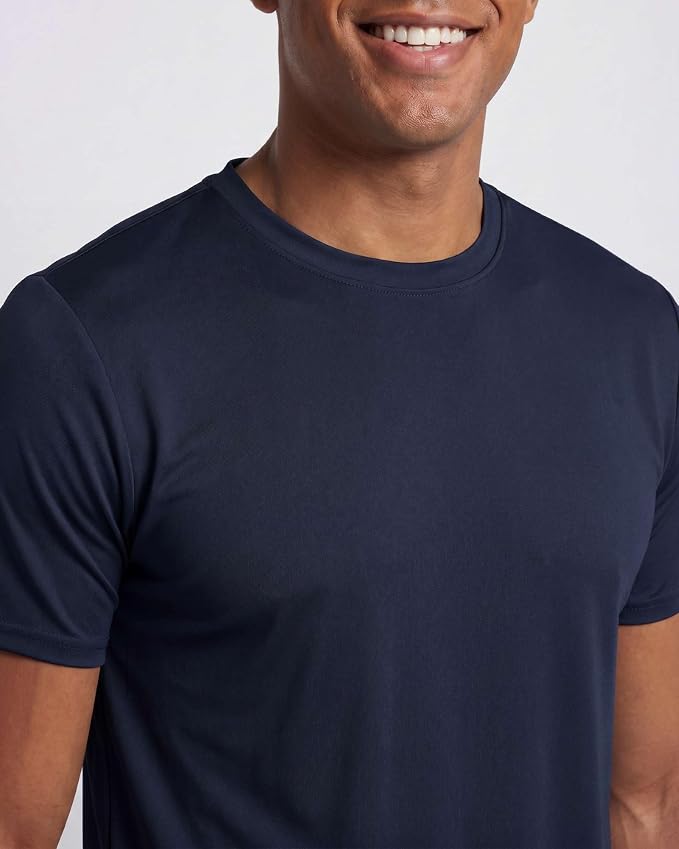 5 Pack Men's Dry Fit Short Sleeve T-Shirt Gym Workout Athletic Running Tee | Cooling, Moisture-Wicking, Crew Neck, Quick-Dry, Breathable, Active, Exercise, Fitness, Basketball, Cycling, Hiking, Tennis