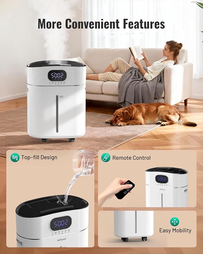 Humidifier Large Room Warm and Cool Mist, 3.2Gal/12L Humidifiers for Home 800 sq ft, Air Humidifiers for Bedroom with Diffuser & Flame Light, Whole House Humidifiers for Nursery Baby Plants, White