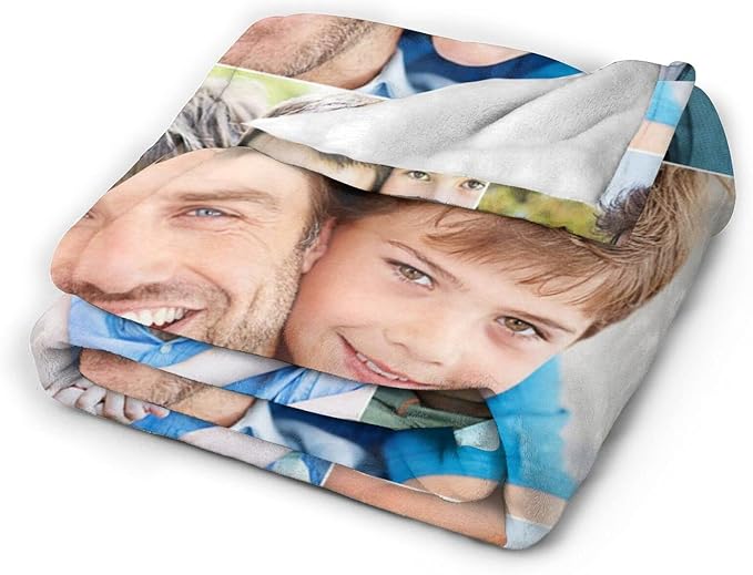 QETXVI Custom Blanket with Photos Text Customized Blanket Personalized Flannel Throw Blankets for Adult Kid Birthday Christmas Halloween Fathers Mothers Valentines Gift - 40"x 50"