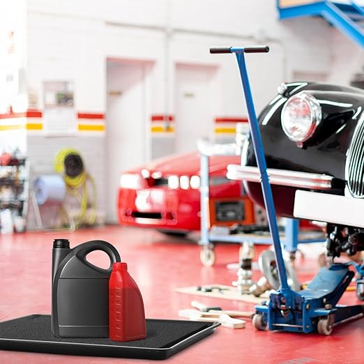 Uiifan 2 Set 47 x 29.3 x 1.6 Inch Oil Drip Pan with Thickened No Splatter Pad for Under Car Extra Large Oil Drip Tray for Automotive Garage Machinery Supplies
