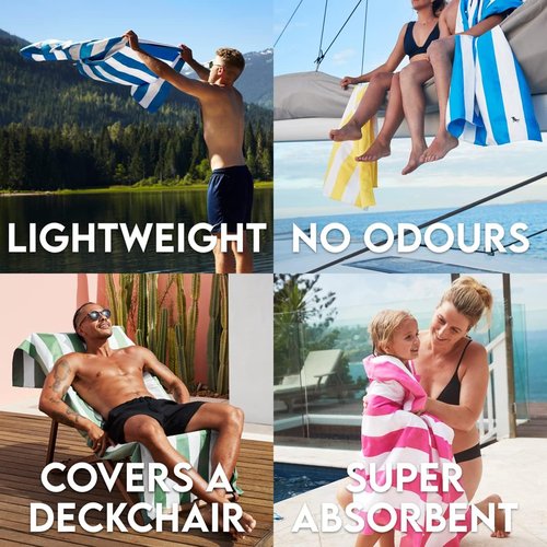Dock & Bay Beach Towel - Quick Dry & Sand Free - Compact & Lightweight - 100% Recycled - Cancun Green - Large