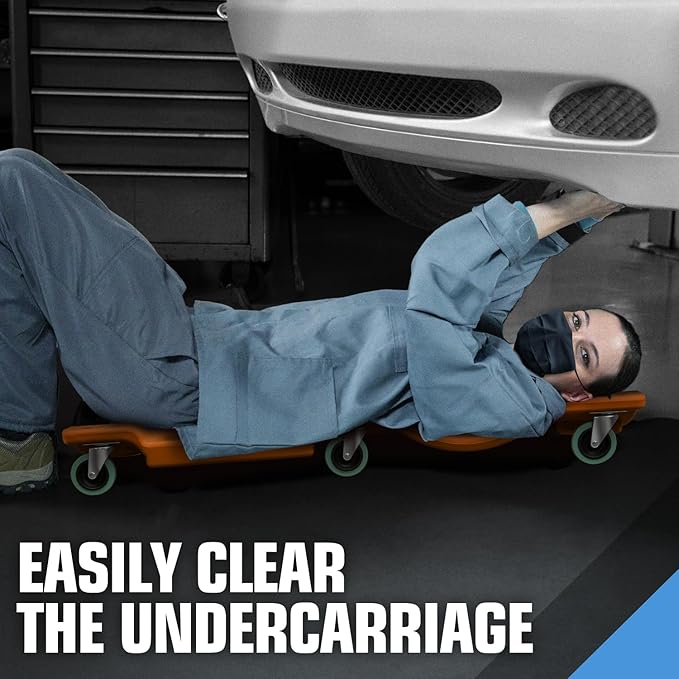 PM PERFORMOTOR 40" L X 19" W Vehicle Repair Low Profile Automotive Creeper w/Padded Headrest, Orange, PM-TOL-CPC40-OG