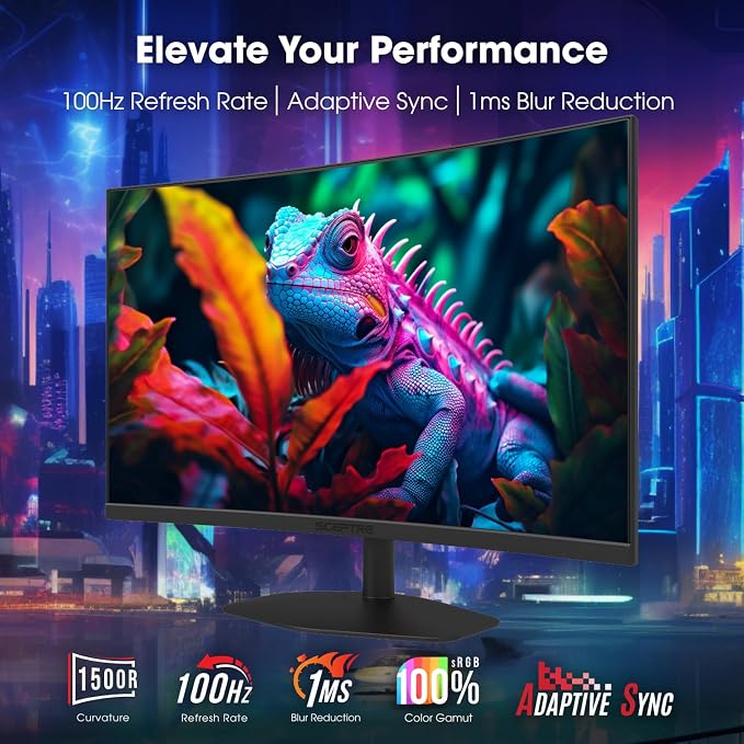 Sceptre Curved 24-inch Gaming Monitor 1ms 100Hz 1500R DisplayPort HDMI X2 Eye Care 100% sRGB Build-in Speakers, Machine Black 2025 (C248W-FW100T Series)