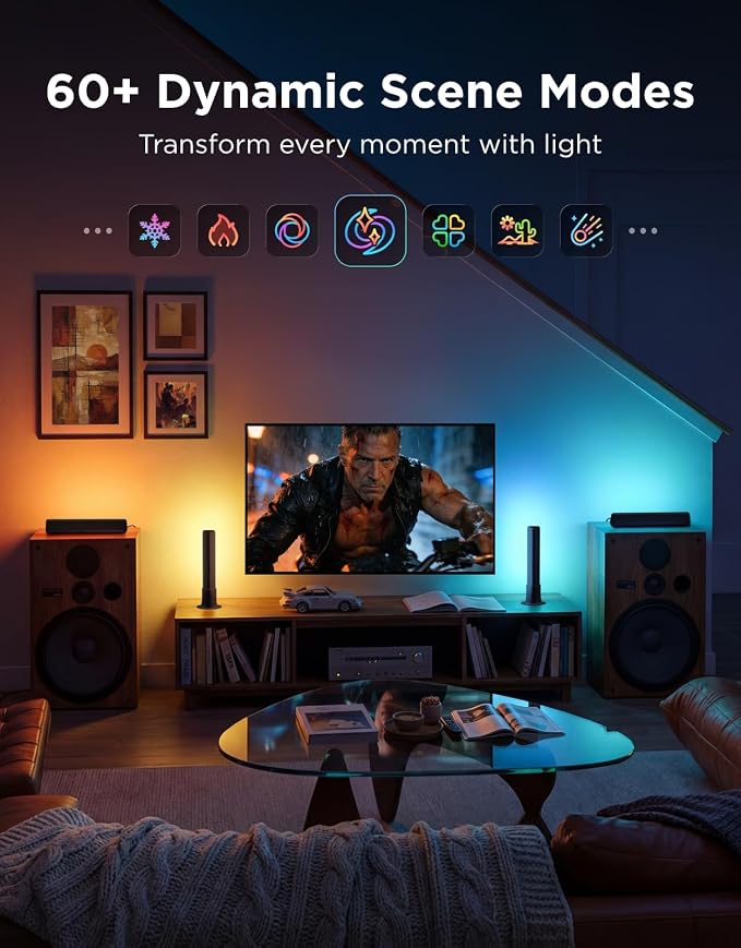 Govee Smart Light Bar, RGBICWW TV Lights for Living Room, Gaming, Black | Compatible with SmartThings, Matter, Alexa, LED Light Bar with Scene and Music Modes for Living Room, Gaming, PC, App Control