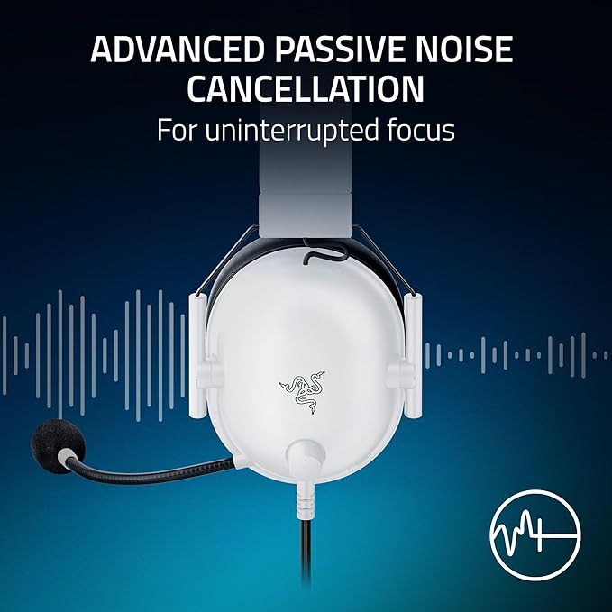 Razer BlackShark V2 X Wired PlayStation Gaming Headset, White | 50mm Drivers, Cardioid Mic, Lightweight, Comfortable Noise Isolating Earcups, For PS5, Xbox Series X, PC, Switch, 3.5 mm Jack