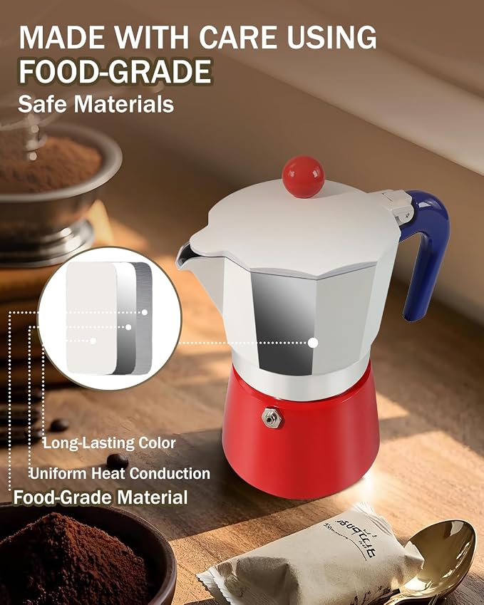 Coffee Maker Stovetop Espresso Maker 6 Cup Aluminum Moka Pot Percolator 10oz 300ml Easy Brewing for Electric Ceramic Stoves Home Camping Italian Cuban Café Classic