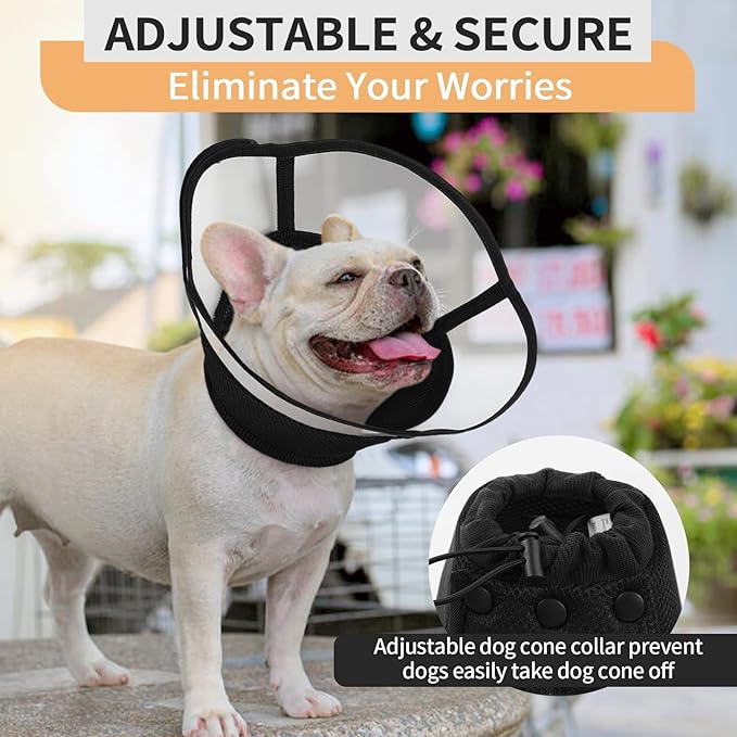 Allroaring Dog Cone, Soft Dog Cones for Small Dogs, Adjustable Doggie Cone Collar to Stop Licking, Professional Pet Recovery Cones E-Collar for Dogs Aftert Surgery Wound Healing, Black S