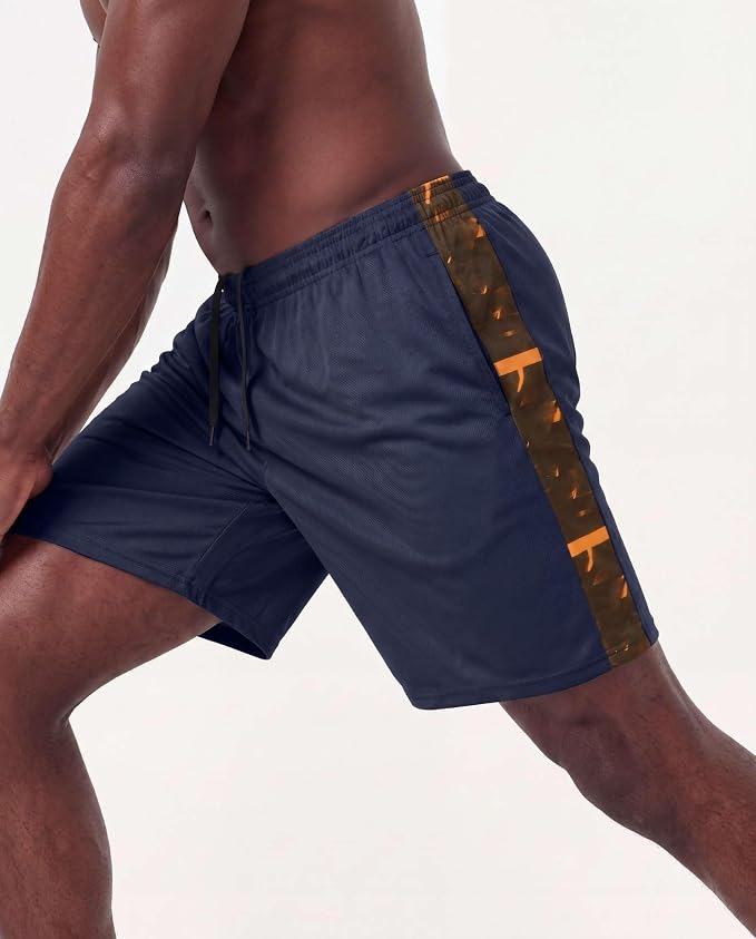 5 Pack Men's Mesh Shorts Athletic Basketball Sports Gym Workout Pockets | Cooling Moisture-Wicking, 9", Long, Quick-Dry, Breathable, Elastic Drawstring Waistband. Running, Exercise, Soccer, Training.