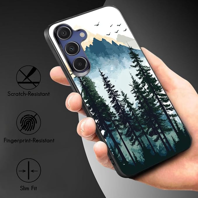 Designed for Galaxy A16 5G Phone Case,Slim Silicone Shockproof Protective Case for Galaxy A16 5G 6.7 inch,Watercolor Forest Mountains
