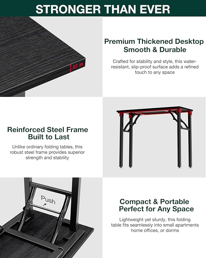 Frylr Small Folding Computer Desk – Portable 35.8 Inch Foldable Laptop Table, Collapsible and Compact for Easy Storage and Fast Setup, Lightweight for Small Spaces, Craft and Study Use, Dark Oak
