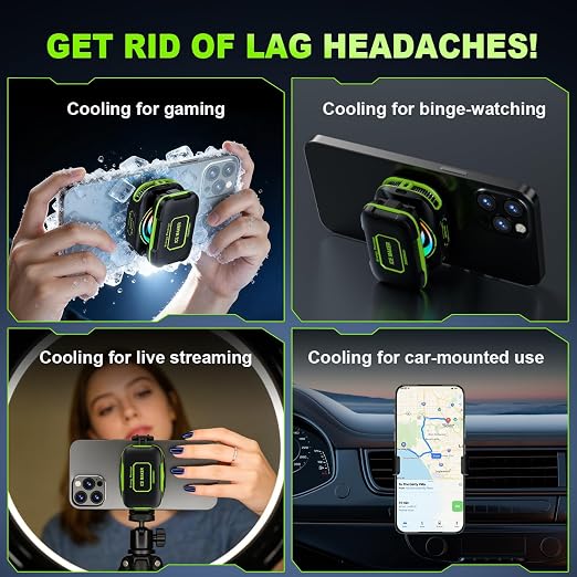 Cell Phone Cooler for Gaming, Magnetic Portable Rechargeable Battery Mobile Phones Radiator with RGB Lights for iPhone Series, iPad Pro, Tablet, TikTok Live