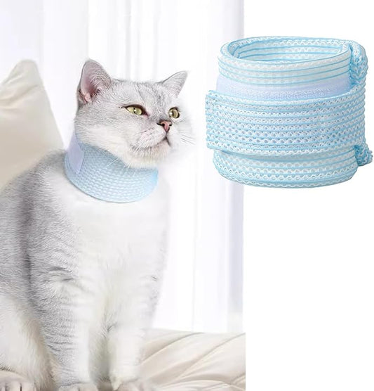 Cat Neck Brace Cover - Breathable & Adjustable Elizabethan Collar for Post-Surgery Recovery Anti-Scratch Anti-Lick Protection, Cervical Cone for Small Medium Large Dogs Puppies Kittens (X-Large,Blue)
