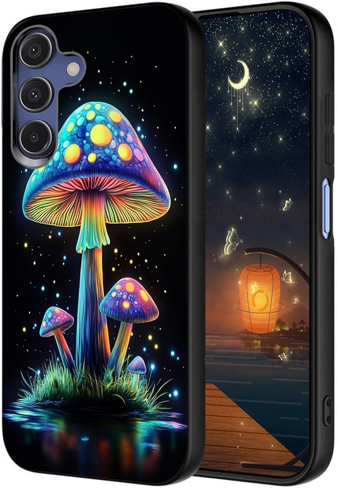 Designed for Galaxy A17 5G Phone Case,Slim Silicone Shockproof Protective Case for Galaxy A17 5G 6.7 inch,Luminous Mushroom