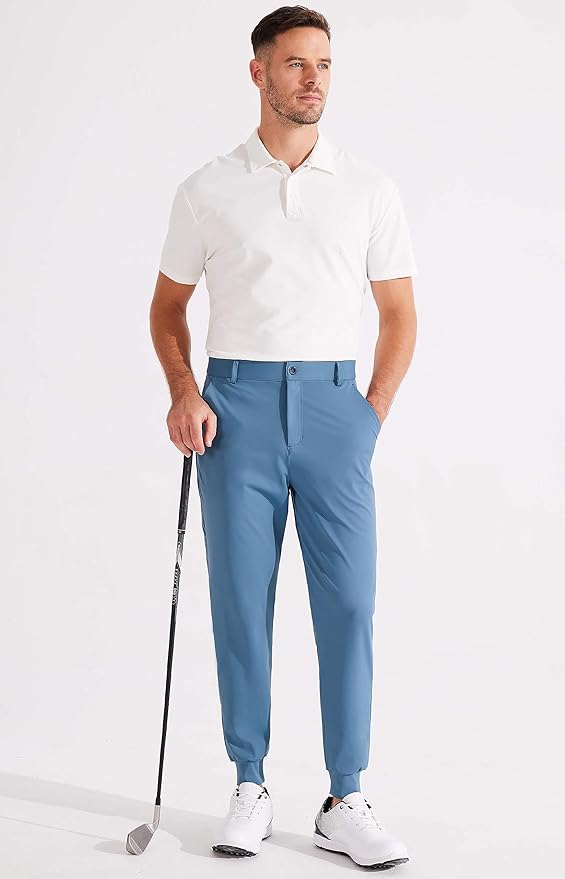 Libin Men's Golf Pants Joggers Lightweight 3 Pockets Slim Fit Soft Stretchy Tapered Work Dress Athletic