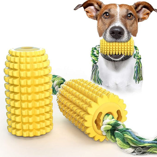 Carllg Dog Chew Toys, Puppy Toothbrush Clean Teeth Interactive Corn Toys, Dog Toys Aggressive Chewers Medium Large Breed