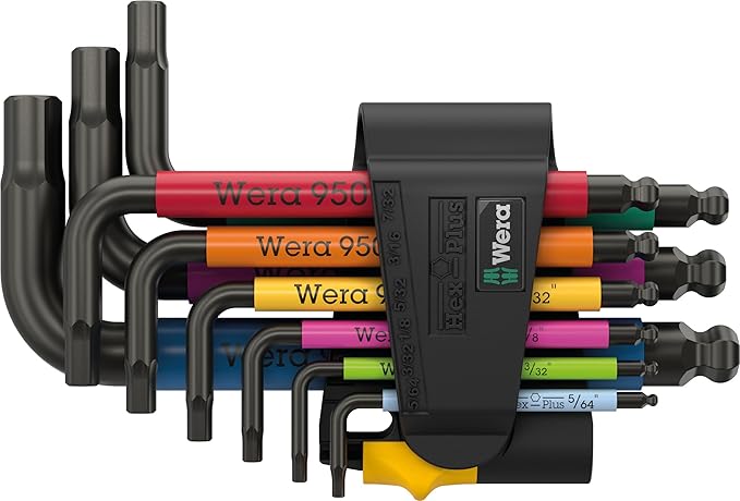 Wera - 05022641001-950/9 Hex-Plus Multicolour Imperial 3 L-key set, imperial, BlackLaser, 9 pieces