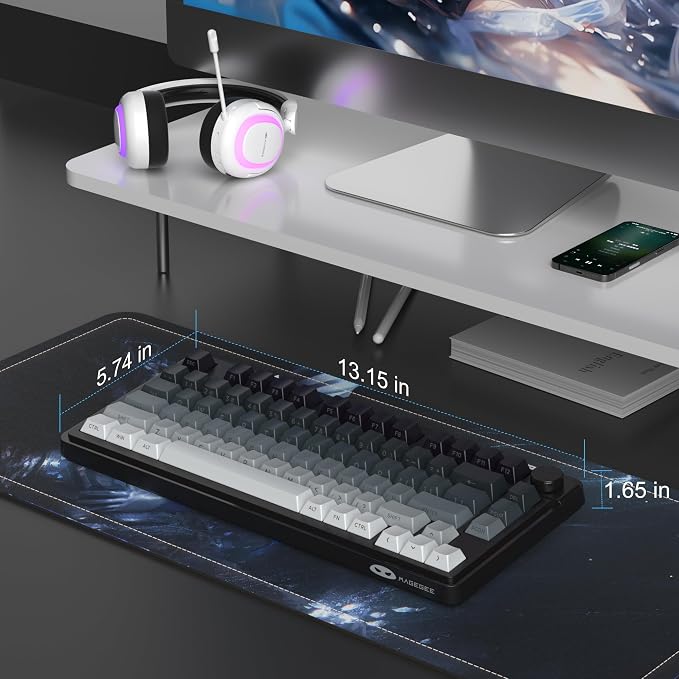 MageGee Wireless Gaming Keyboard 81 Keys RGB Backlit Tri-Mode Bluetooth 2.4G USB-C Rechargeable Mechanical Feel Keyboard 4000mAh Battery Knob Control 26-Key Anti-Ghosting for PC Mac Windows – GK950