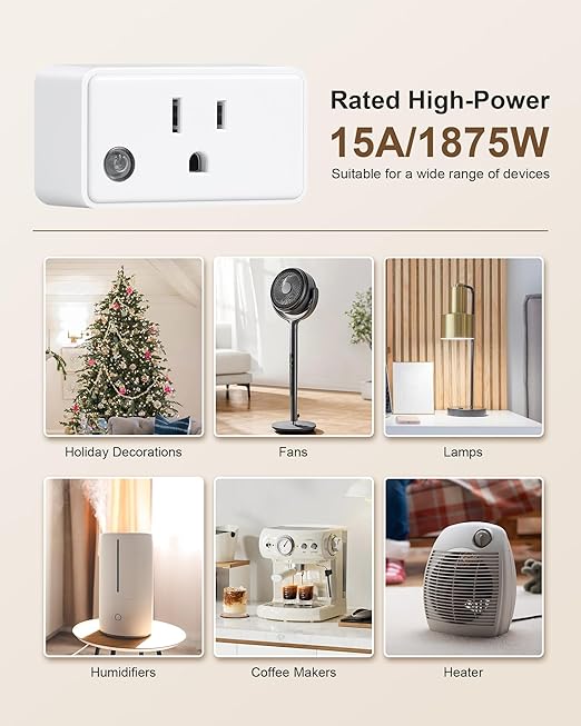 Remote Control Outlet with All On/Off Switch, 200FT Long Range Wireless Light Switch, Compact Design, 15A/1875W High-Power for Lights, Fans, Household Appliances, FCC & ETL Listed