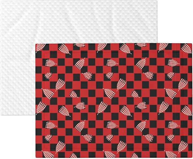 Two Sided Plush Pet Blanket for Crates Carriers Home Use, Red Black Buffalo Check Plaid Pattern, Reversible Throw with Cozy Dot Fabric and Silky Reverse for Small Large Pets