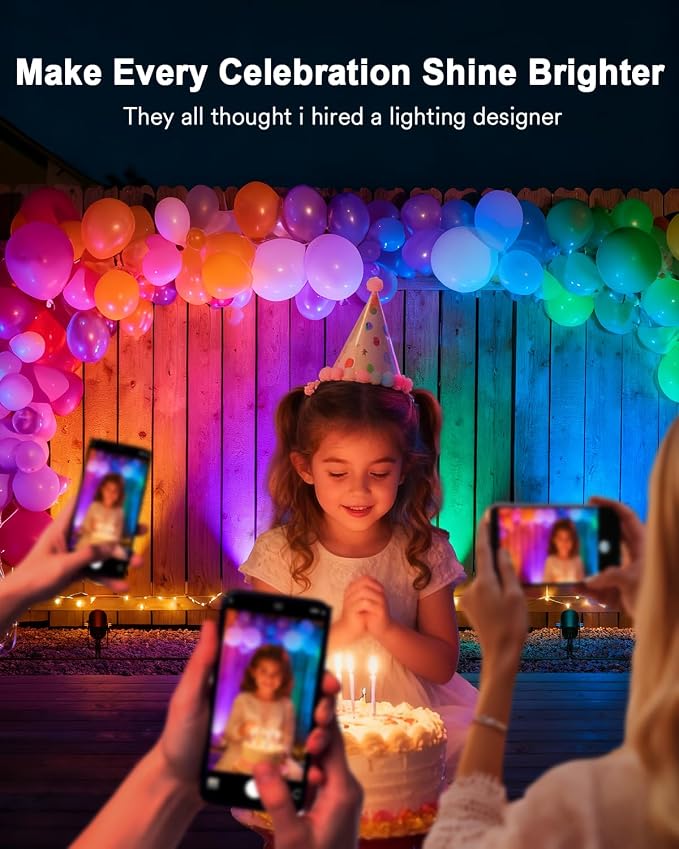 Lumary Smart Landscape Lights Gen2, 56FT Outdoor Spotlights, 6 Pack | RGBAIWW Color Changing, Warm White, IP65 Outdoor Rated, APP/Alexa/Google/Remote, 56FT Cable for Yard & Pathway