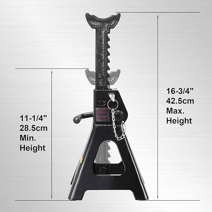 Torin 3 Ton (6,000 LBs) Capacity Double Locking Steel Jack Stands, 2 Pack, Black, AT43002AB