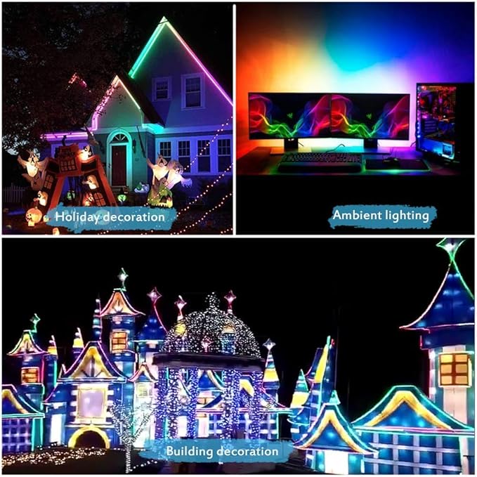 ALITOVE WS2811 Dream Color RGB LED Strip Lights Bluetooth App Control, 16.4ft 300 LEDs Addressable LED Light Strip with Bluetooth Controller and 12V Power Supply kit,120 Color Modes