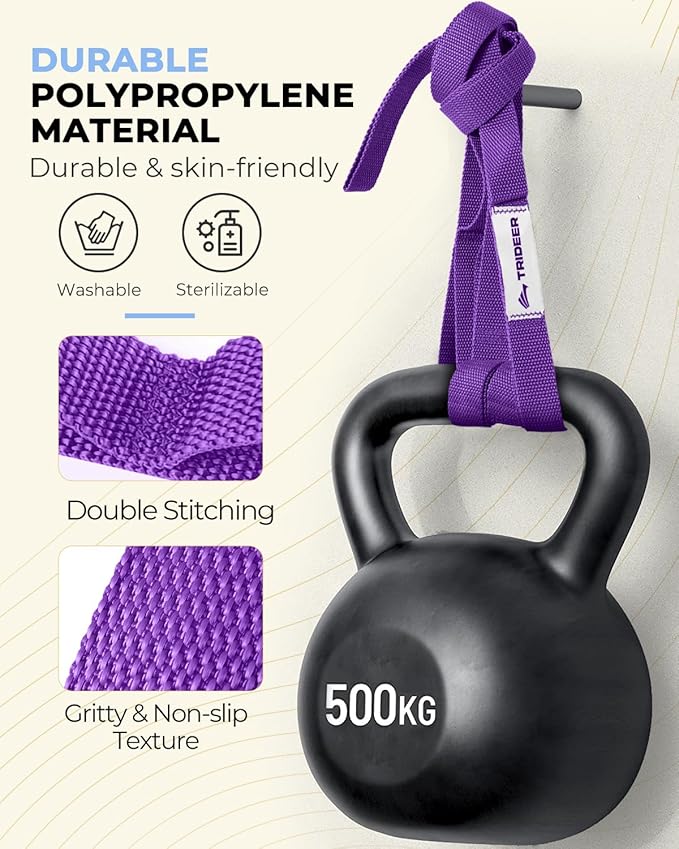 Trideer Stretching Strap Yoga Strap for Physical Therapy, 10 Loops Yoga Straps for Stretching, Non-Elastic Stretch Strap for Pilates, Exercise, Stretch Band for Women & Men