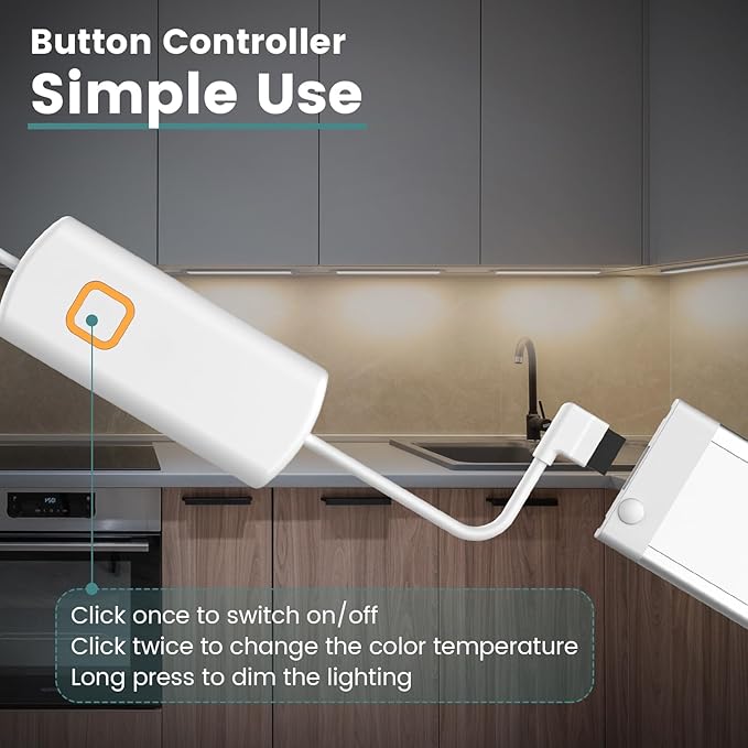 MYPLUS Under Cabinet Lighting Kit with 5 CCT, LED 3 Pcs 12 Inch Bluetooth Plug-in Light Bars, Super Bright 6.2W, 900 Lumens, Undercabinet Counter Lights for Kitchen