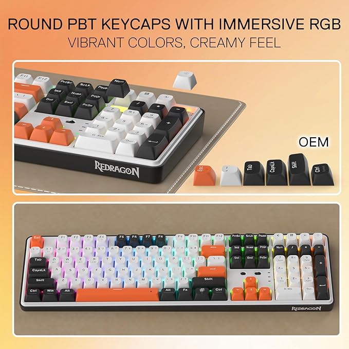 Redragon K689 PRO Wireless 108-Key Gasket RGB Gaming Keyboard, 4 Hotkeys | Extra Shortcut Keys, 0-Delay Tri-Mode, Cushioned Noise Dampening for Creamy Thocky Sound, Unfaded PBT Keycaps, PRO Software