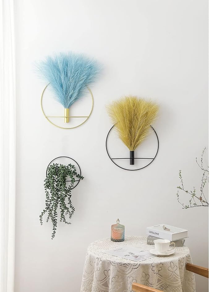Pretty Jolly Boho Succulent Wall Decor Gold Metal Wall-Mounted Art | Morden Artificial Greenery Display，2 Pack Hanging Planter For Living Room, Bedroom, Bathroom, Dining room