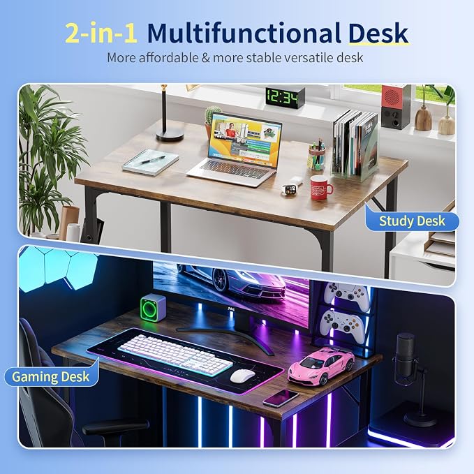 BestOffice Computer Desk,Home Office Desk, Modern Simple Style for Home Office Study Writing (Brown, 32 Inch)