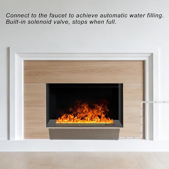 3D Water Vapor Fireplace Smart APP Electric Flame Decoration Steam Fireplace Humidifier W/Tap Water for Office, Home, Hotel,Restaurant(Color,47.2")