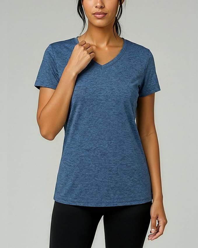 5 Pack Women's Dry Fit V Neck Workout Tops T Shirts Athletic Gym Yoga Tees | Available In Plus Size, Cooling Moisture-Wicking, Short Sleeve, Quick-Dry, Fitness, Stretch, Exercise, Running, Hiking