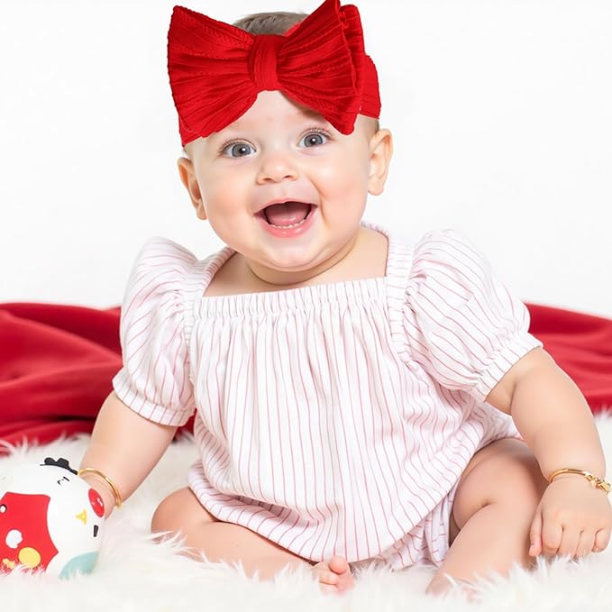 Baby Girl Bows Newborn Headband Stretchy Double Bows Soft Infant Toddlers