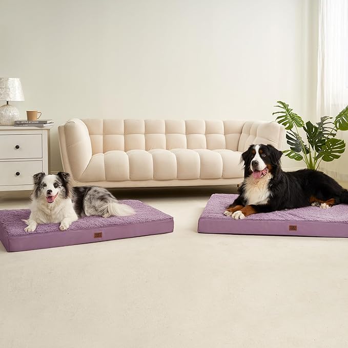 EHEYCIGA Orthopedic XL Dog Beds for Extra Large Dogs with Removable Washable Cover for Crate, Fog Purple, 41x27