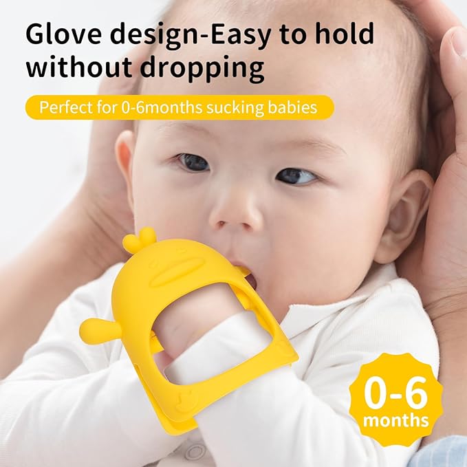 3 Pack Baby Teething Toy, Food Grade Silicone Baby Teething Mittens, Anti Drop Wrist Hand Teether Toys for 0-6 6-12 Months, Infant Chew Toys for Sucking Needs, BPA Free (Candy)