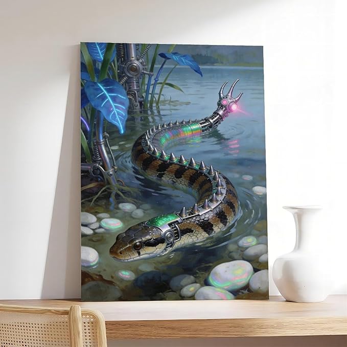 Framed Futuristic Nature Wall Art for Modern Living Room Creative Sci Fi Style Interior Decor 08x12inch(20x30cm)