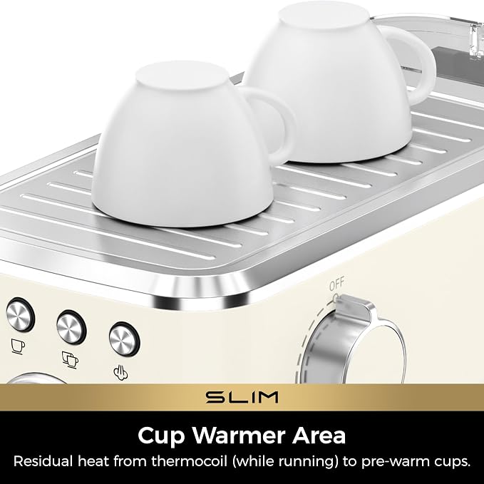 CHULUX Slim Espresso Machine with Milk Frother for Home Cappuccino, Creamy | Precise Pressure Gauge, Food-Grade Materials, 20 Bar Italian Pump, Professional Temperature Control System, Stainless Steel