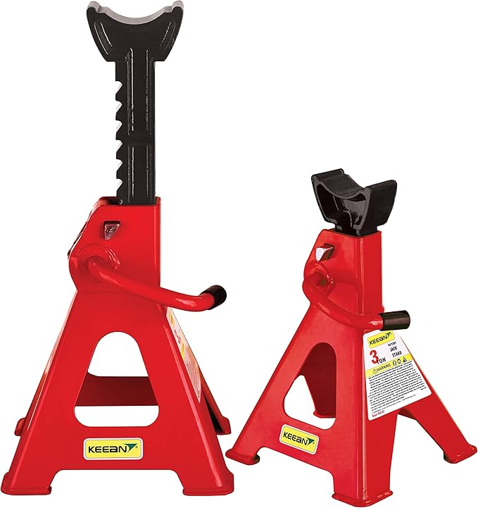 Double Saftey Steel CAR Double Locking Jack Stand with Heavy Duty Self Locking Ratchet Handle with Saftey PIN (3 TON Pair)