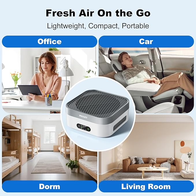 Air Purifiers for Home, H13 True HEPA Filter Captures Smoke Odor Pet Dander, Portable Quiet Car Air Purifier for RV/Desk/Bedroom/Office, Covers up to 600 Ft², Timer