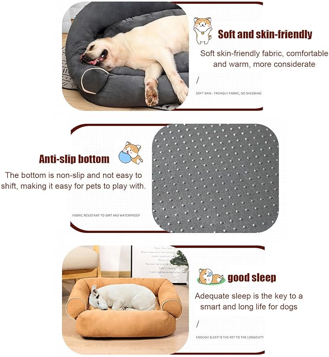 Suede Sofa Dog Bed, Multiple Sizes Orthopedic Memory Foam Mattress, Durable and Calming, Washable Dog Bed with Anti-Slip Bottom M Green