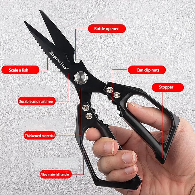 Multi-Purpose Rust Proof Kitchen Shears,Meat Scissors,Dishwasher Safe,Can be Used to Cut Vegetables, Chicken, Steak,Scrape Fish Scales, and Open Bottle Caps, etc(Green)