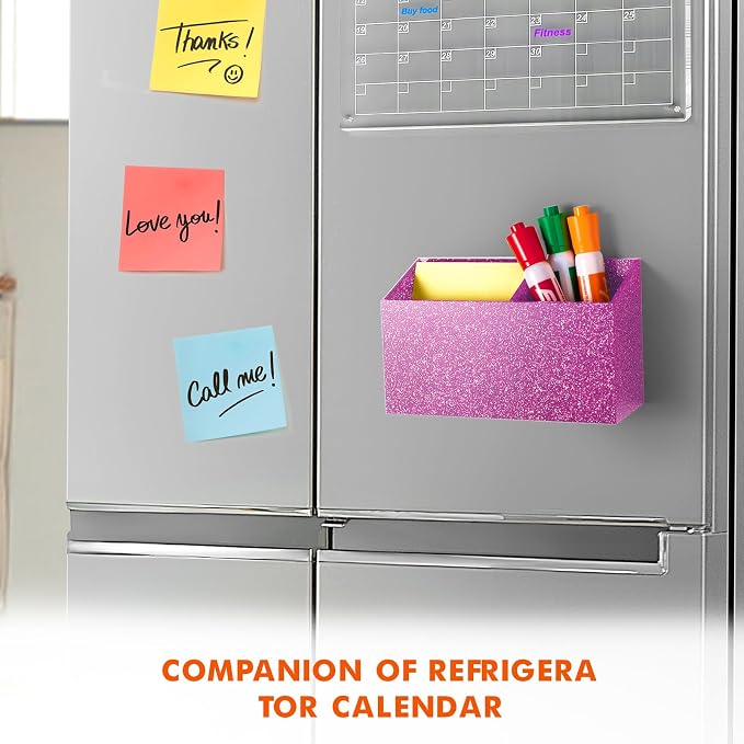 BEYGORM Magnetic Dry Erase Marker Holder for Whiteboard & Refrigerator | Non-slip Acrylic Pen Holder for Classroom, Fridge Magnet, Locker Organizer Accessories, Teacher & School Supplies(Blue)