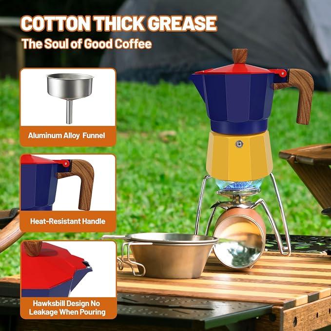 6 Cup Aluminum Espresso Stovetop Moka Pot Express Coffee Maker Percolator Italian Classic Mocha Coffee Machine for Italian and Cuban Cafe Brewing for Home Camping 300ml 10oz